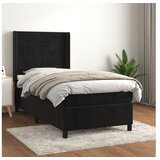  Box spring postelja z vzmetnico črna 100x200 cm žamet | Shoptok.si