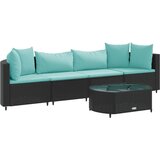 vidaXL Vrtna sedežna garnitura 5-delna z blazinami črn poli ratan, (21316156) | Shoptok.si