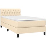  Box spring postelja z vzmetnico LED krem 90x200 cm blago, (20725960) | Shoptok.si