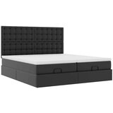 vidaXL Otomanski posteljni okvir z vzmetnicami črn 180x200cm um. usnje | Shoptok.si