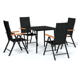  5-dijelni vrtni blagovaonski set crni Crna Dužina stola 80 cm | Shoptok.si