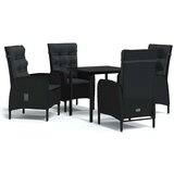  5-dijelni vrtni blagovaonski set s jastucima crni | shoptok.hr