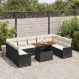 10 komada vrtni sofa set s jastučićima crni poli ratan | shoptok.hr