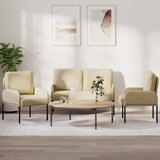  Setovi sofa s jastukom 3 pcs Krema 115 x 56 x 80 cm Šperploča | shoptok.hr
