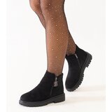 Gemre Black ankle boots with decorative charm on eco-suede platform Melane | Shoptok.si