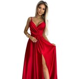 Numoco Elegant long satin dress with neckline | shoptok.hr
