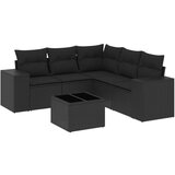 vidaXL Vrtna sedežna garnitura 6-delna z blazinami črna poli ratan, (21081346) | Shoptok.si