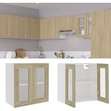 vidaXL Viseča steklena omarica sonoma hrast 60x31x60 cm iverna plošča Cene