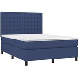  Krevet box spring s madracem LED plavi 140x200 cm od tkanine | shoptok.hr