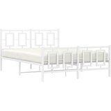  Metalni okvir kreveta uzglavlje i podnožje bijeli 140 x 190 cm | shoptok.hr