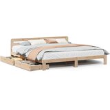 Maison Chic Posteljni okvir - Dvoposteljna postelja - Zakonska postelja brez vzmetnice 200x200 cm trdna borovina-J3481, (21771399) | Shoptok.si