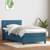 Box spring postelja z vzmetnico temno modra 80x220 cm žamet, (21790804) Cene