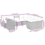  10-dijelni set vrtnih sofa s jastucima crni od poliratana | shoptok.hr