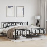 Maison Chic Kovinski Posteljni okvir - Dvoposteljna postelja - Zakonska postelja z vzglavjem in vznožjem črn 193x203 cm, (21696489) | Shoptok.si