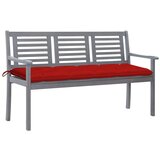 The Living Store Vrtna klop za 3 osebe z blazino 150 cm siv evkaliptusov les - Klop, (21459838) Cene