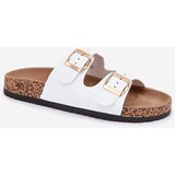 EVENTO Women's sandals with buckles made of eco leather white Iskira | Shoptok.si