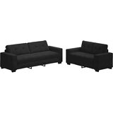  Dvodijelni set sofa s jastucima, crni baršun | Shoptok.si