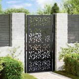 vidaXL Vrtna vrata črna 105x180 cm dizajn jeklenih listov | Shoptok.si