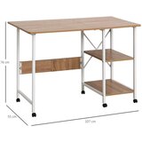  Sklopivi stol radni stol pomoćni stol uredski stol mobilni računalni stol s kotačima MDF prirodni 107 x 55 x 76 cm | shoptok.hr