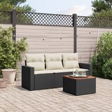 Maison Chic Seti vrtnega pohištva - Vrtna garnitura - Vrtni pohištvo set 4-delna z blazinami črna poli ratan, (21816505) | Shoptok.si