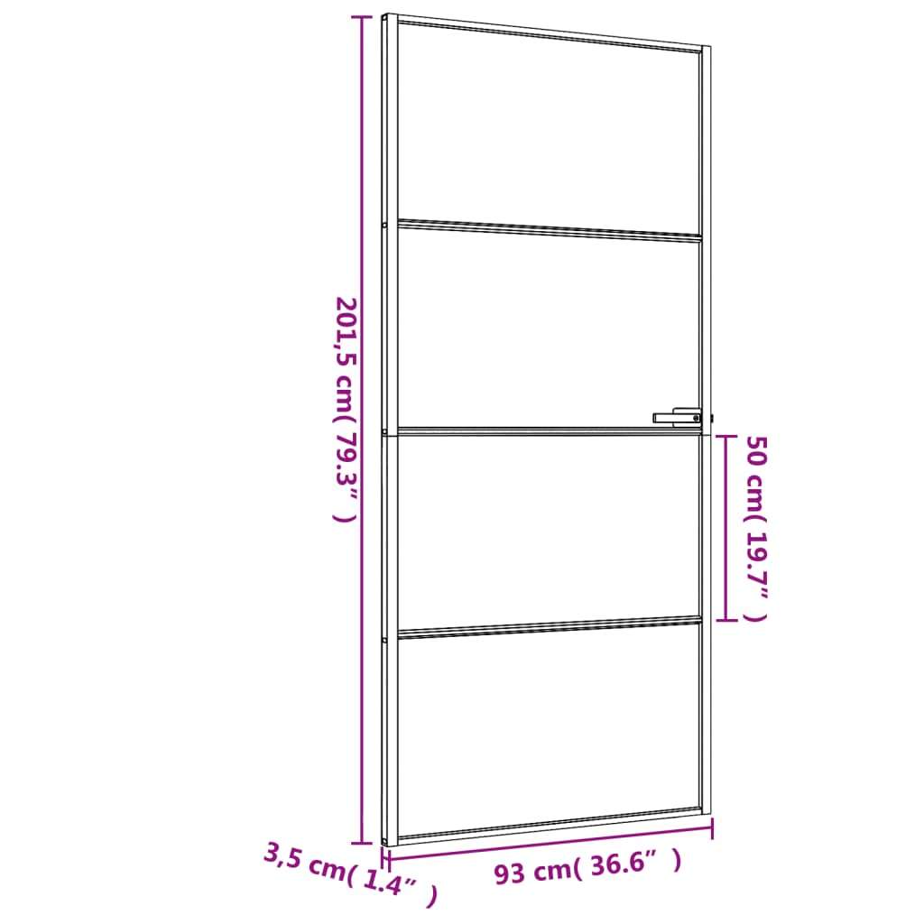 VidaXL Notranja vrata ozka črna 93x201,5 cm kaljeno steklo in aluminij Slike