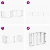 vidaXL Ograda za pse z vrati zložljiva 4 paneli bela 320 cm topolovina | Shoptok.si