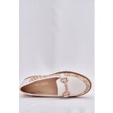 Laura Messi Ladies Leather Moccasins With Golden Detail Light Beige 2938 | Shoptok.si