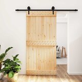  Klizna vrata Prirodna i crna 100 x 210 cm Čvrsta borovina | shoptok.hr