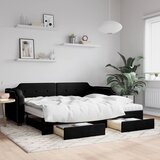  Dnevni krevet na razvlačenje s ladicama crni 100x200 cm tkanina | shoptok.hr
