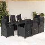 vidaXL 9-dijelni vrtni blagovaonski set s jastucima crni od poliratana | shoptok.hr