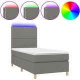vidaXL Box spring postelja z vzmetnico LED temno siva 80x200 cm blago, (20930339) Cene