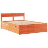 Krevet s ladicama i madracem voštano smeđi 140x190 cm borovina | Eponuda.com