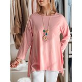 DStreet Bluzka damska one size oversize z wisiorkiem COMFILA różowa | Shoptok.si