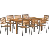  Vrtni set za objed 9 kom. Siva Čvrsto drvo akacije 180 x 90 x 75 cm | shoptok.hr