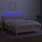  Box spring postelja z vzmetnico LED krem 140x200 cm blago, (20902271) | Shoptok.si