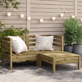 Maison Chic Vrtni kavč - Zunanji kavč dvosed s stolčkom impregnirana borovina, (22041798) | Shoptok.si