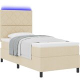  Postelja z vzmetnico & LED Bež 100x200 cm Tkanina, (22083698) | Shoptok.si