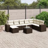 Maison Chic Seti vrtnega pohištva - Vrtna garnitura - Vrtni pohištvo set 9-delna z blazinami rjava poli ratan, (21798251) | Shoptok.si