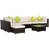 Outsunny Set vrtnega pohištva iz ratana in aluminija, 8 kosov, modularna vrtna dnevna soba s kavčem in zunanjo stransko mizico, (20752894) Cene