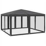 Šator za zabave 8 mrežastih bočnih zidova antracit 4x4 m HDPE | shoptok.hr