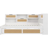 Lumor Raztegljiv kavč iz masivnega lesa 90x200 cm - z izvlečno posteljo - z vtičnico za polnjenje - bela, (22156211) | Shoptok.si