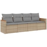Maison Chic Seti vrtnega pohištva - Vrtna garnitura - Vrtni pohištvo set 4-delna z blazinami bež poli ratan, (21811542) | Shoptok.si