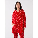 LC Waikiki Women's Hooded Christmas Theme Long Sleeve Plush Pajamas Top Cene