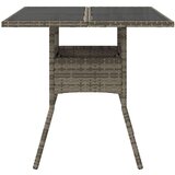 vidaXL Vrtni stol sa staklenom pločom sivi 80x80x75 cm od poliratana | shoptok.hr