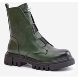Boto PE2 Warm Women’s Worker Boots with Zipper Eco Leather Green Mailyra | Shoptok.si