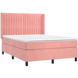  Box spring s madracem LED ružičasti 140x200cm baršunasti | shoptok.hr
