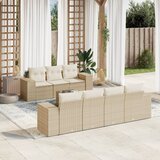 Maison Chic Seti vrtnega pohištva - Vrtna garnitura - Vrtni pohištvo set 8-delna z blazinami bež poli ratan, (21798939) | Shoptok.si