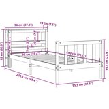  Okvir kreveta s uzglavljem voštano smeđi 90x200 cm od borovine | shoptok.hr