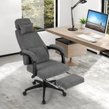  Ergonomski pisarniški stol z zložljivim naslonom za noge in nastavljivim naslonjalom, siv Cene