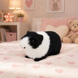  Guinea Pig Realistic Soft Fur Animal Black and White 12 cm | Shoptok.si